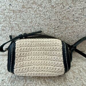 The Sak Crochet & Leather Barrel Crossbody Bag